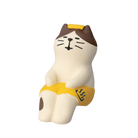 The FREE GIFT Biyu Neko Blind Box by IREN Shizen features a cute cat figurine with brown ears, a yellow towel and headband, sitting upright with closed eyes—a charming collectible for cat lovers.