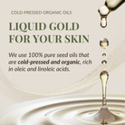 A drop of IREN Shizen DROP OF DEW Moisturizing Facial Oil, packed with cold-pressed organic seed oils rich in oleic and linoleic acids, supports skin barrier repair for a radiant, healthy glow.