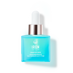 A bottle of customised skincare, DROP OF DEW Moisturizing Facial Oil by IREN Shizen.